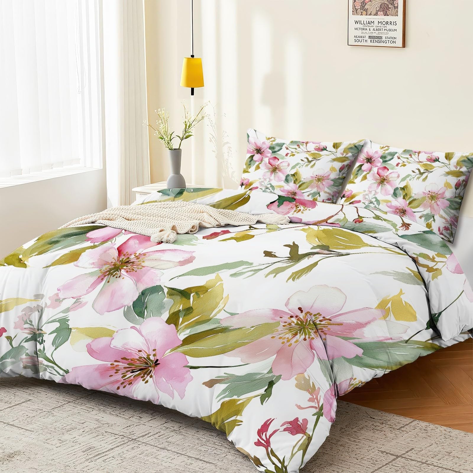 Housse de couette 240x260 cm imprimée fleurs pour remplacer votre linge de lit rêche et terne