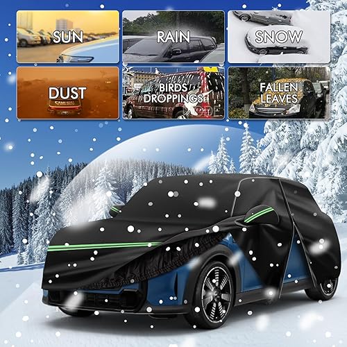 Miniatura 8 de Funda para automóvil Mini CooperCooper S 2002-2023 210D para exteriores, impermeable, protección UV, con capa de algodón, puerta con cremallera,