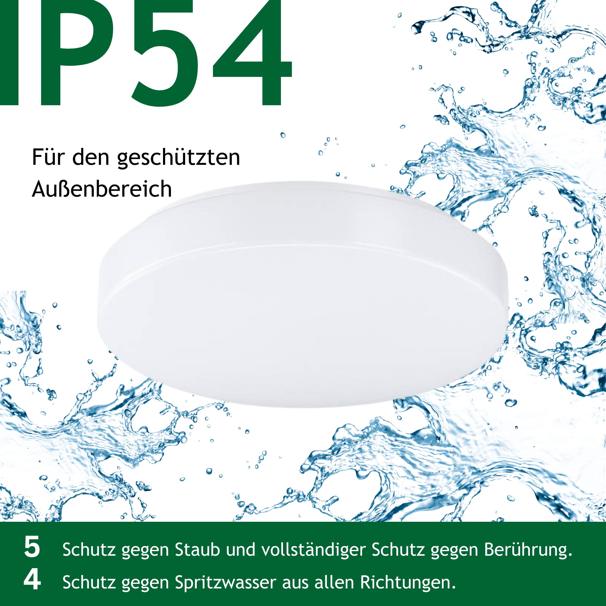 LED Deckenlampe Opalglasleuchte rund mit direktem Licht, Ø320mm, 14-27W, 1684-3248 lm, flach, 3000K/4000K, warmweiße, neutralweiße Lichtfarbe, einstellbar, Lampe, 320x71mm