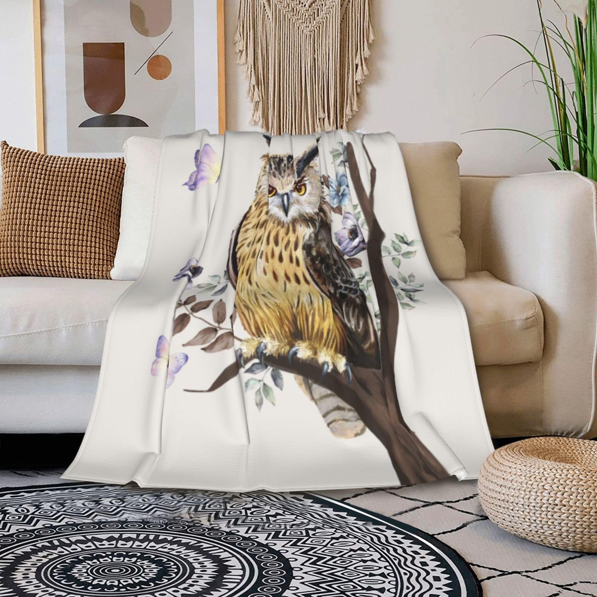 Gaakvrr Owl Blanket, Soft Warm Fuzzy Fleece Plush Blanket Smooth Cozy Flannel Throw Blanket - Image 3