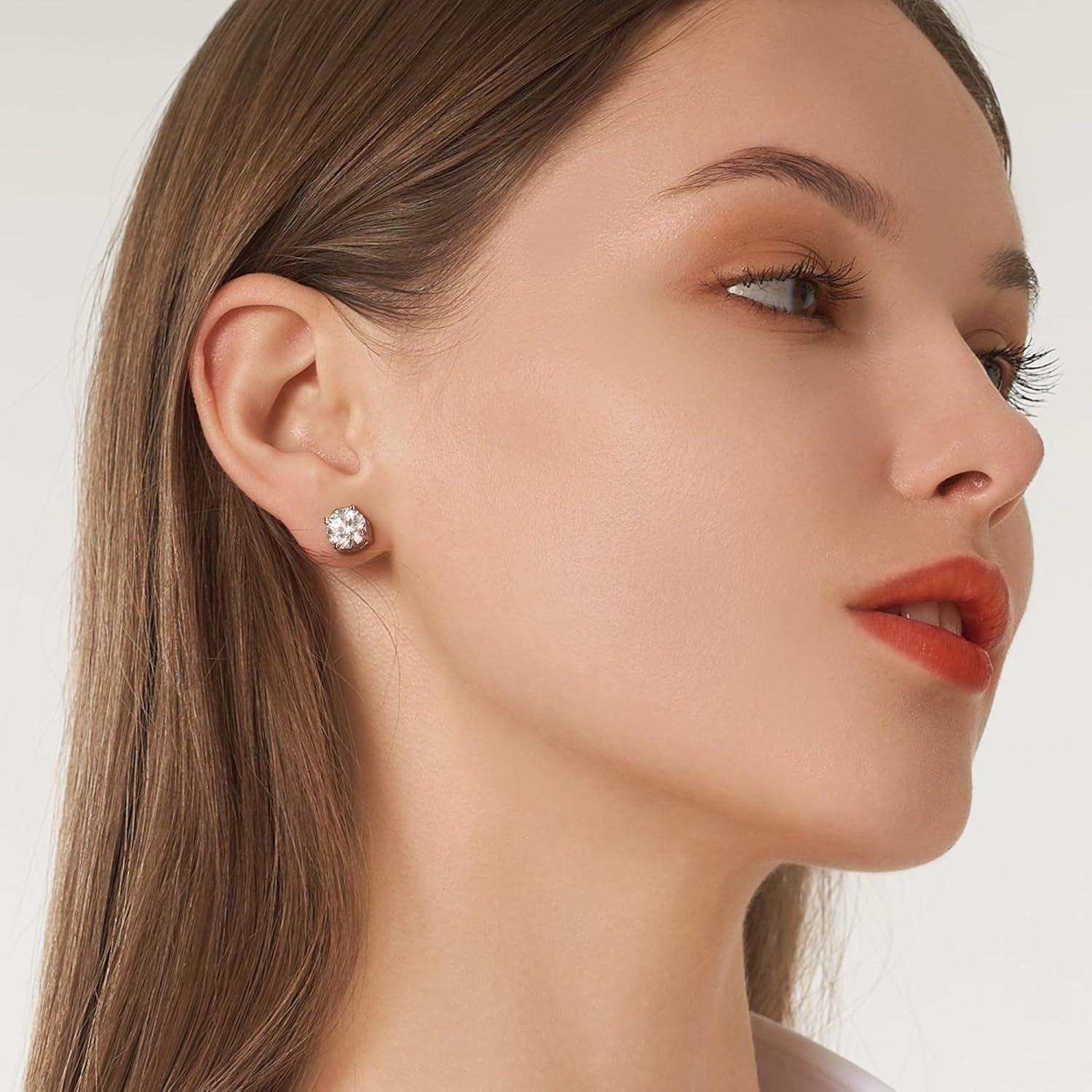 QUEENOU Moissanite Earrings Studs 1ct-3ct for Women/Men, 925 Sterling Silver with 18K White Gold Plated Hypoallergenic Flat Screw Back Birthday Gifts for Women Girlfriend Wife Engagement Jewelry - Image 6