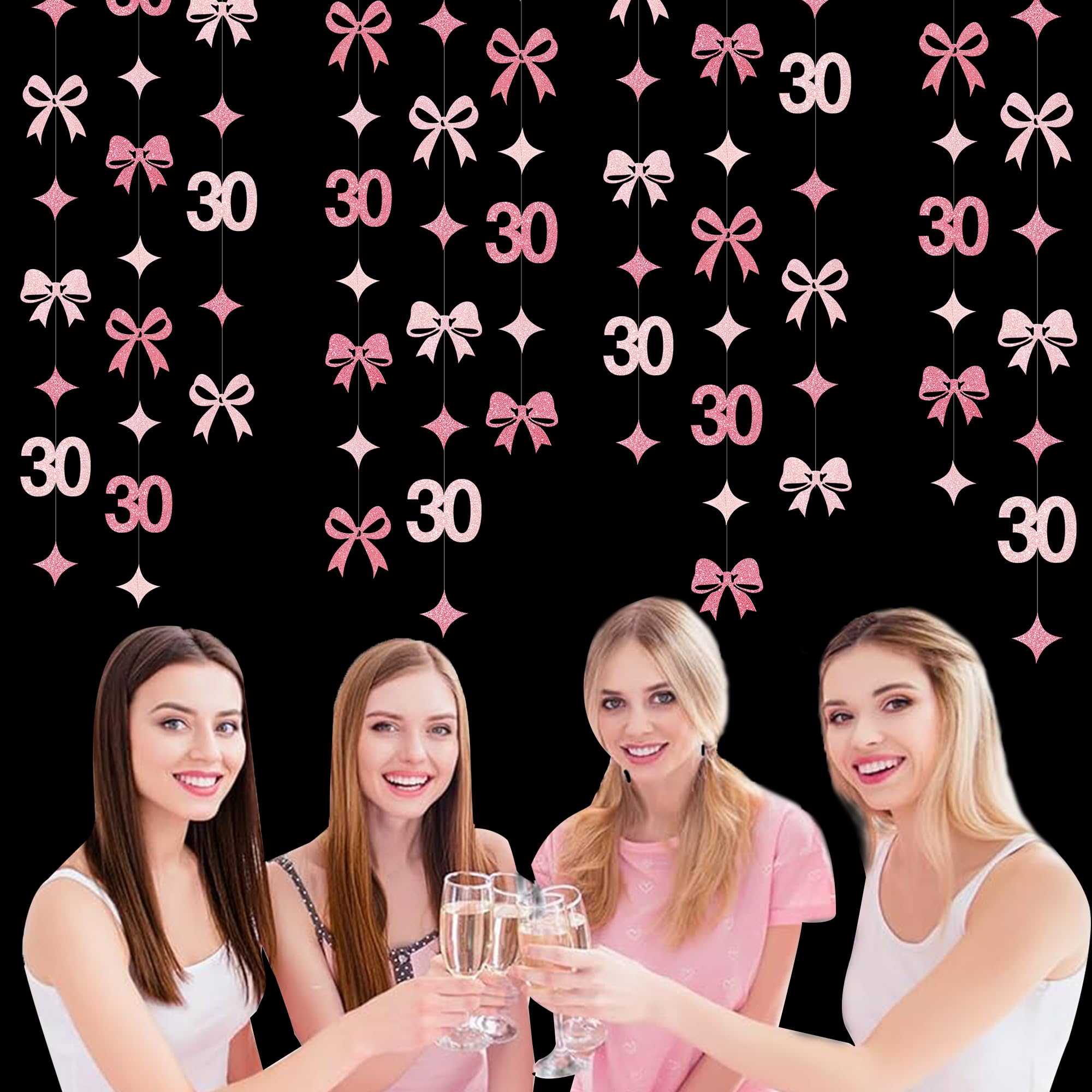 Snapklik.com : Glitter Pink 30th Bow Birthday Decorations Hot Pink ...