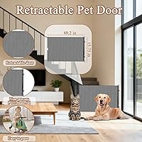 Vista 2 de Puertas retráctiles para mascotas, barrera retráctil extra ancha para mascotas, puerta a prueba de perros con 3 ganchos para puerta, cocina