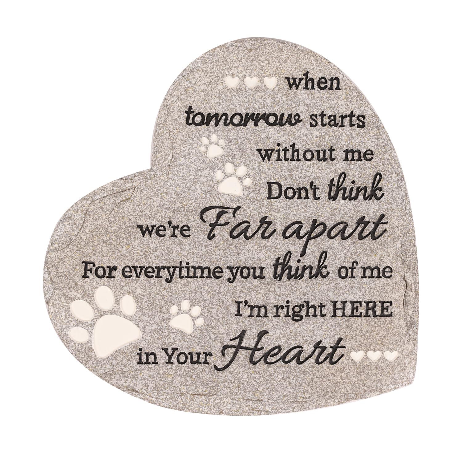 Pet Memorial Stone for Dogs Cats, 10 Inch Dog Memorial Gifts for Loss of Dog, Heart Shaped Cat Memorial Stones, Pet Memorial Gifts for Dogs Cats, Pet Loss Sympathy Gift (Heart-Shaped Paw), YMSZZH01