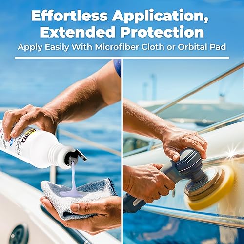 Miniatura 4 de Carnuba Blu Wax - Revestimiento de carnauba líquida pura de 32 onzas para barcos, automóviles, caravanas, cuatrimotos, motocicletas, protección UV,