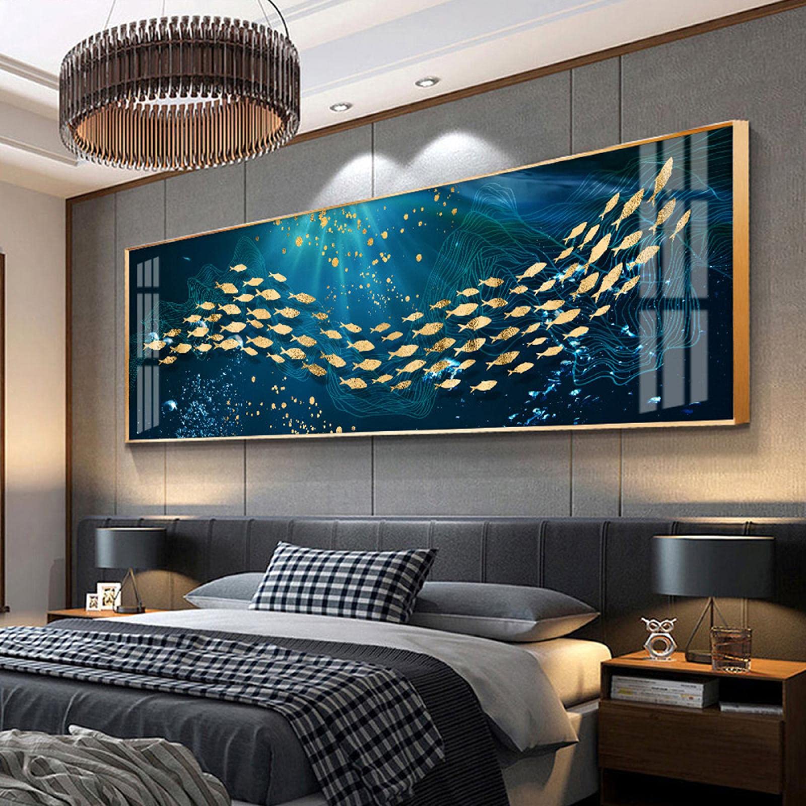 Affiche poisson mer art abstrait chinois impression toile 70x210cm