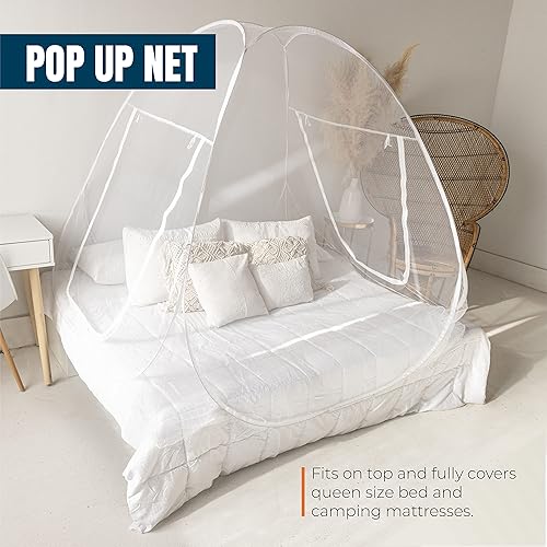 Miniatura 3 de MEKKAPRO Tienda de campaña con mosquitera  Gran toldo plegable de malla de 80 x 71 x 63 pulgadas, diseño desplegable portátil, pantalla de agujeros