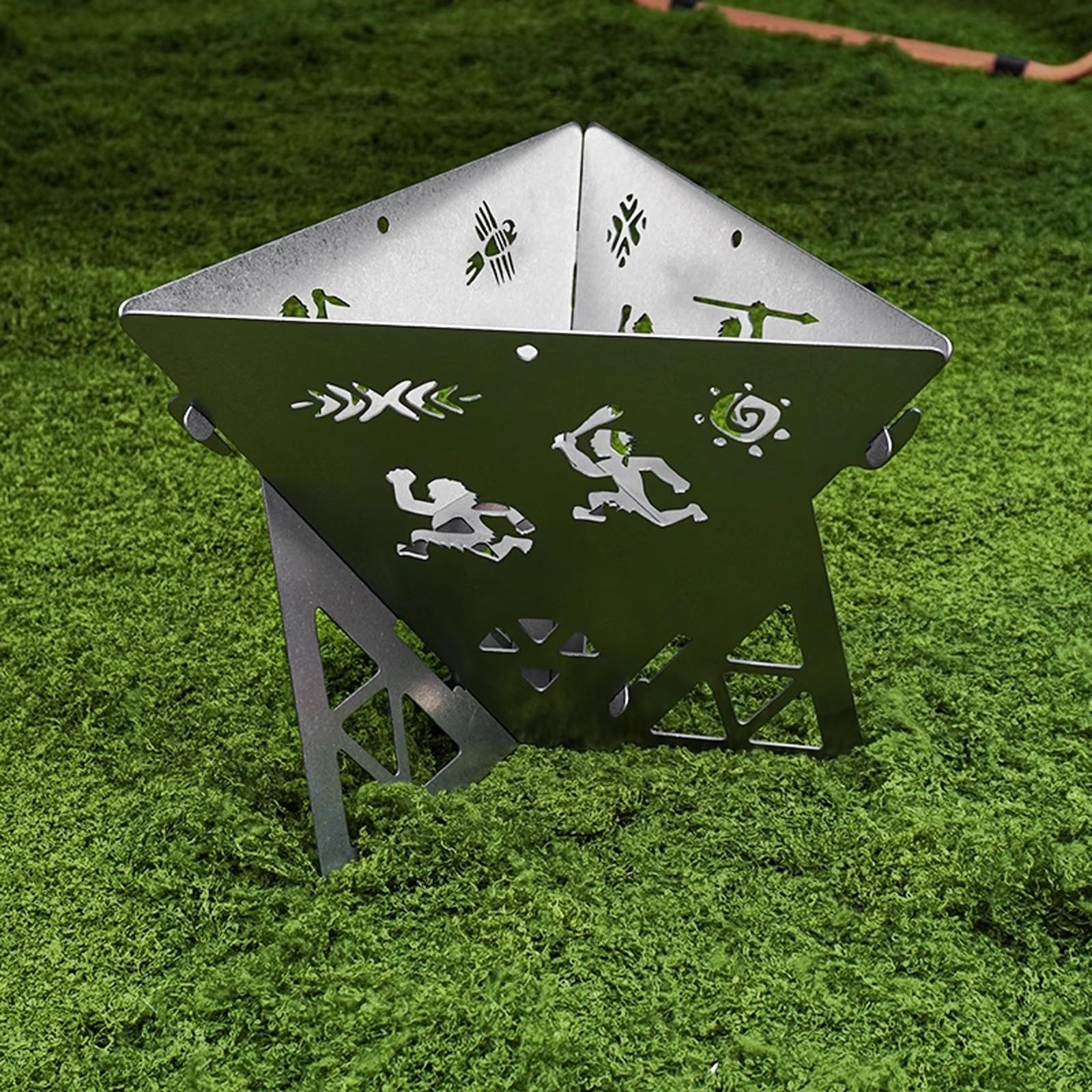 Braciere da Esterno Piccolo Modello Perforato Fornello da Esterno Molteplici Aperture di Ventilazione Base Triangolare Stabile Adatto per Attività All'aperto e Campeggio(A)