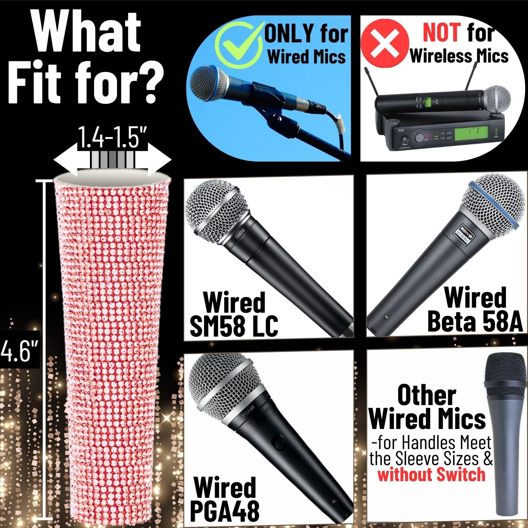 Amazon.com: RhymKawa Mic Sleeve Cover Bling for Shuer Wired SM58
