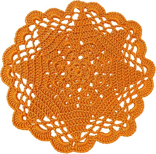 Miniatura 6 de BIBITIME Tapetes redondos de ganchillo con flores huecas, decoración del hogar, manteles individuales de encaje para taza de té de boda (6 a 7