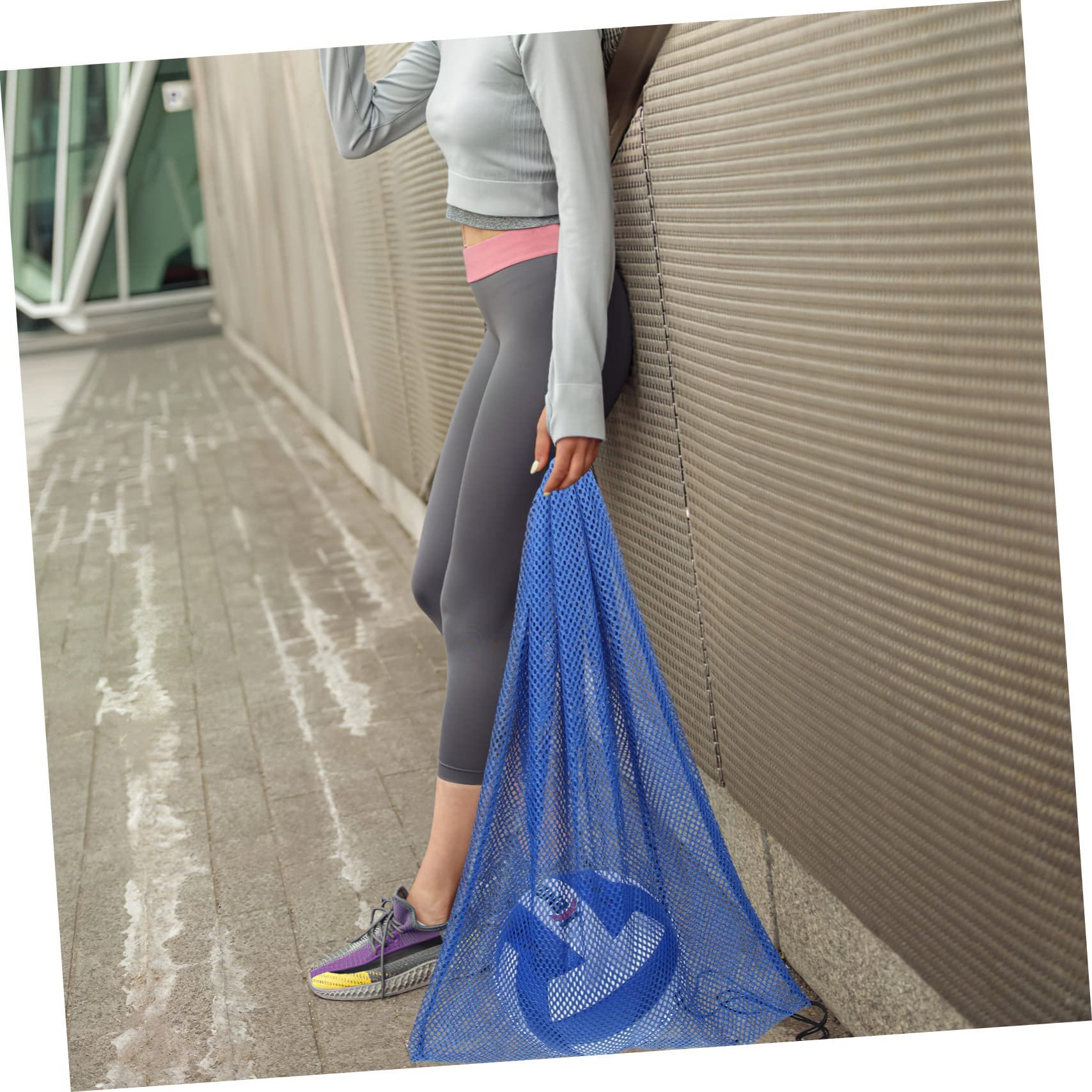 Abaodam Basketball Carrier Mesh Bag Versatile Sports Ball Holder Drawstring Backpack for Gym Beach and Home Use Durable Design for Basketball Football Soccer and More