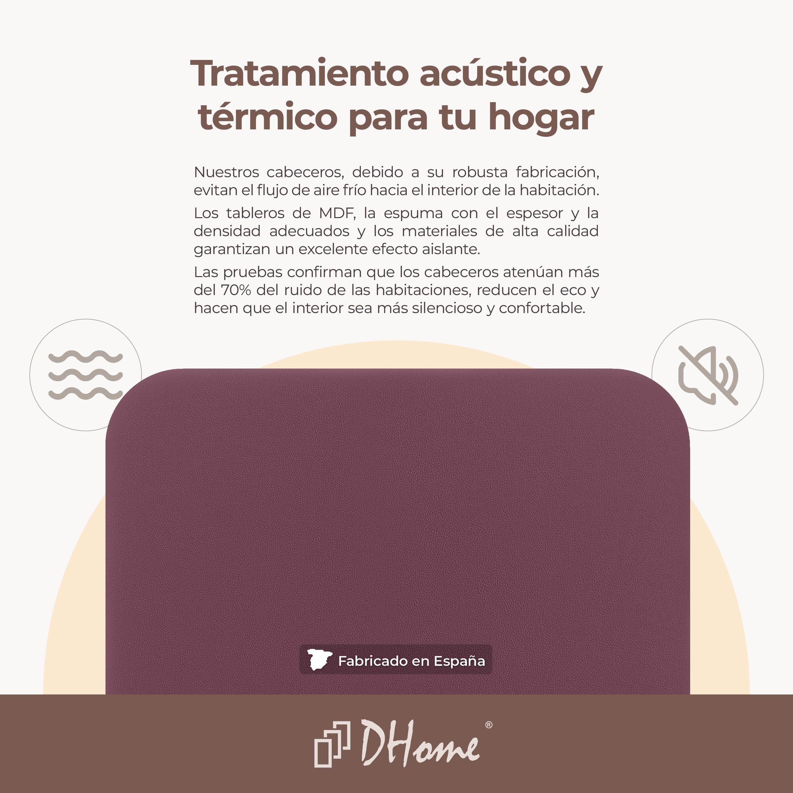 DHOME Cabecero Tapizado Liso Curvo Polipiel 70cm Altura para Pared Acústicos Cabeceros Absorbentes Cabezal Cama Dormitorio (Vino Tinto, 80cm)
