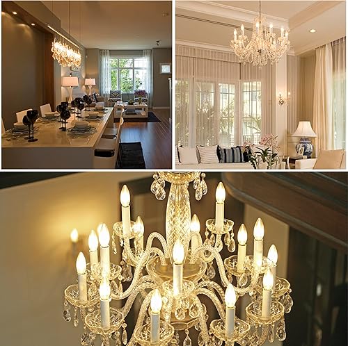 Miniatura 5 de Bombillas LED de candelabro E12 C7 de 2 W (paquete de 6) 15 W, base E12, filamento LED, bombilla de 2 W, 120 V, regulable, 2700 K, blanco cálido,