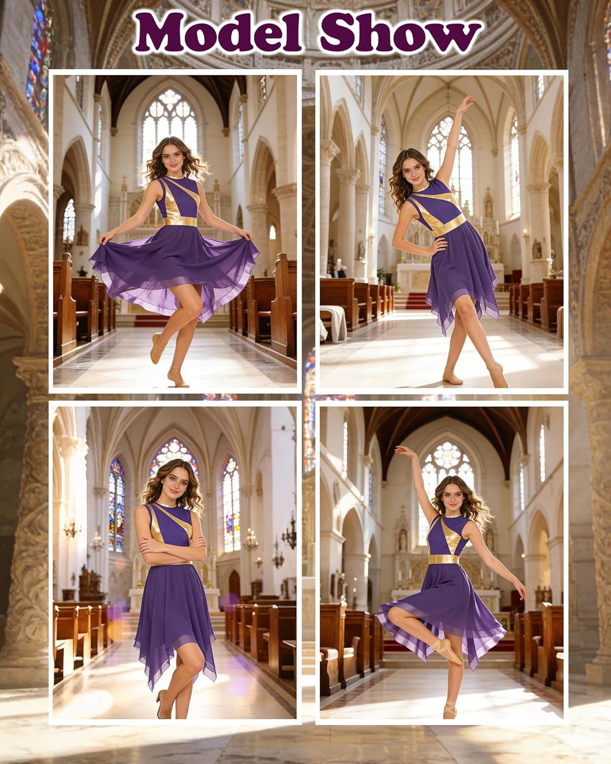 Women's Dance Dress Sleeveless Praise Dance Tunic Church Worship Lyrical Dancing Dress Irregular Hem Liturgical Skirt