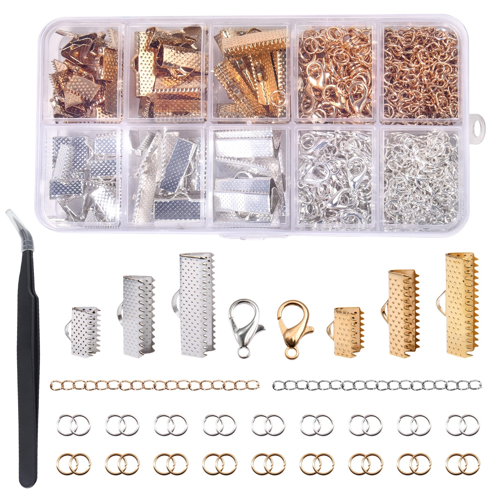Kit de pulseras de cinta SPEEDWOX de 371 piezas con cierres de langosta dorados y plateados