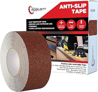 Robustt Anti Skid/AntiSlip 5mtr(guaranteed) X50mm (Pack of 1) Brown Fall Resistant with PET Material and Solvent Acrylic Adhesive Tape for Slippery Floors, Staircase, Ramps, Indoor, Outdoor Use