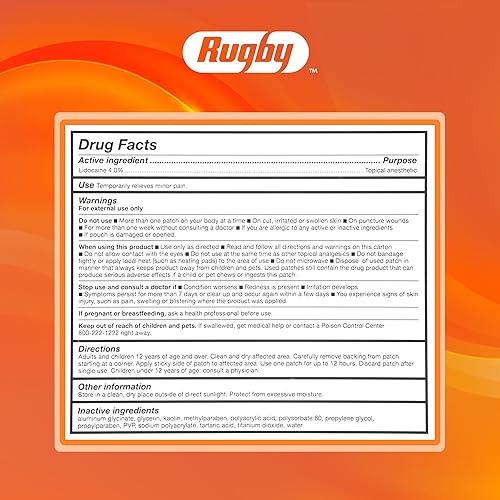 Miniatura 6 de Rugby Anestésico tópico 4% lidocaína alivio del dolor parche - 5 parches