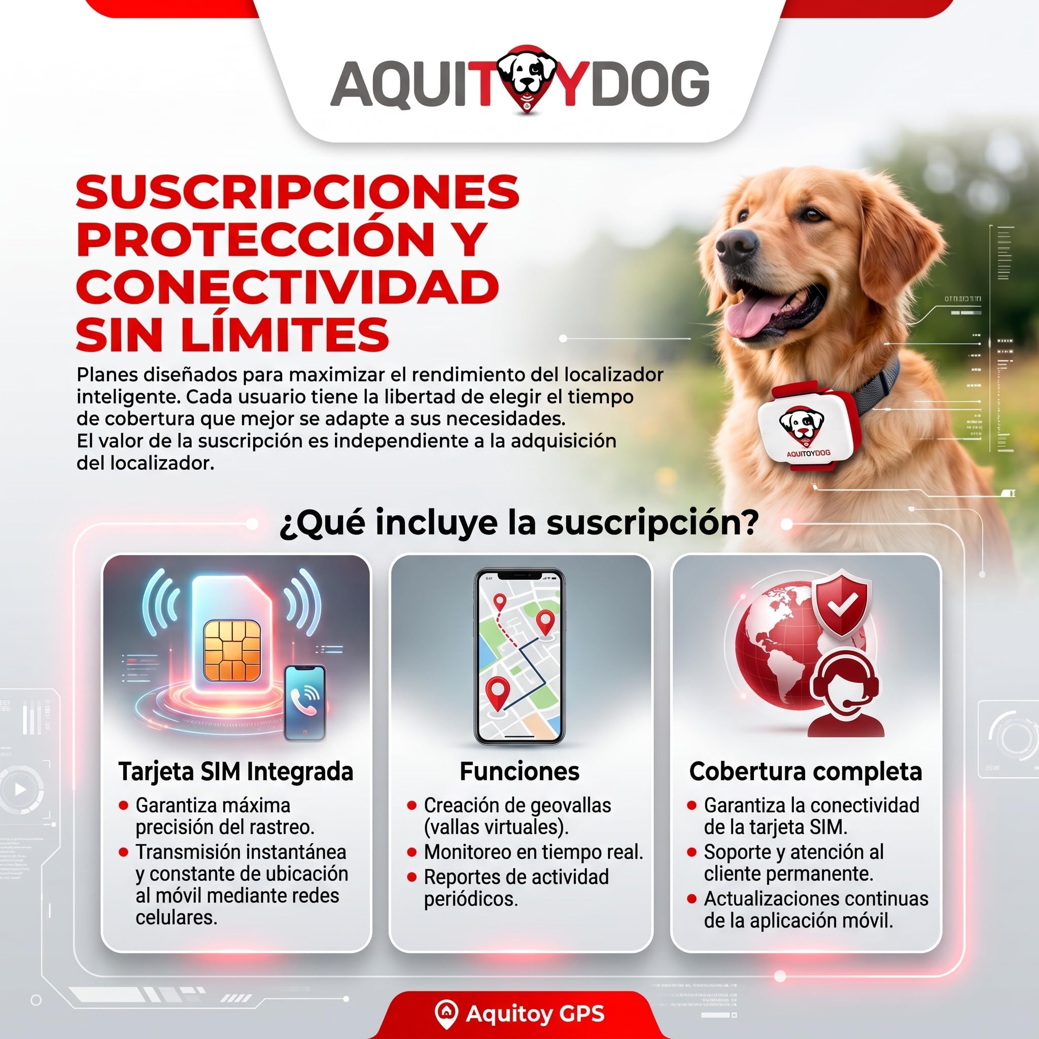 Localizador GPS ATD AL600 para Mascotas, rastreo en Tiempo Real Desde una App, monitorización de Actividad, Zonas seguras, alarmas sonoras y Luminosas.