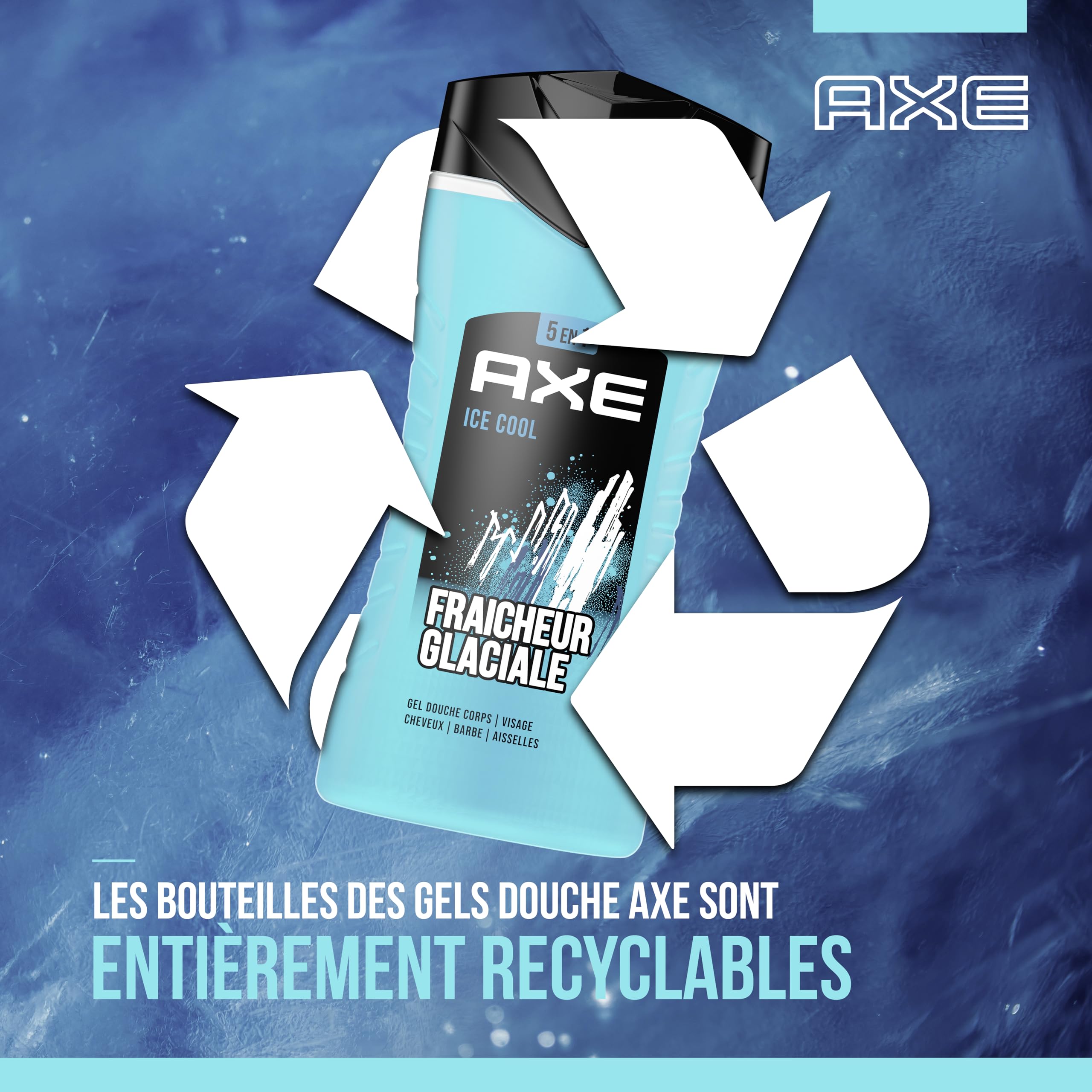 Axe Ice Chill 5-in-1-Duschgel, Duft Eisminze & Zitrone, 24 Stunden feuchtigkeitsspendend, 87% Inhaltsstoffe natürlichen Ursprungs – 12 x 250 ml