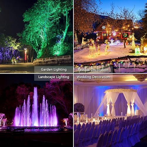 Miniatura 7 de SZGMJIA Luz de inundación LED equivalente a 400 W RGB que cambia de color, reflector inteligente para exteriores RGBW 2700K blanco cálido y 16