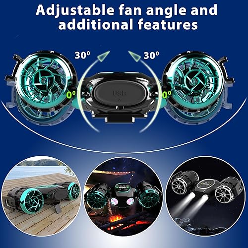 Miniatura 8 de Ventilador de cintura portátil, ventilador de camisa con luz, clip fresco actualizado 2025 recargable, batería externa de 8000 mAh, 4 velocidades