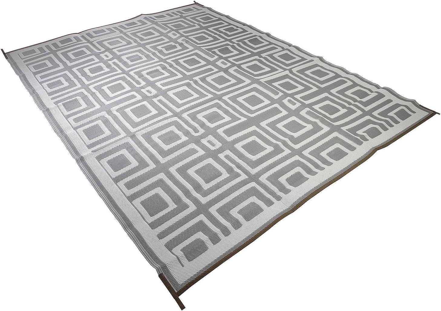 6069 Outdoor Patio Mat, Grey/Light Tan, 8' x 16'