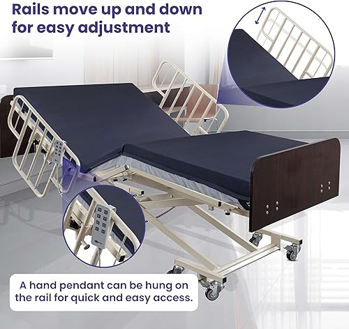 Miniatura 2 de Medacure Rieles de media cama ajustables con fijación de perno de pasador  Rieles de cama para la seguridad de adultos mayores  Rieles de cama