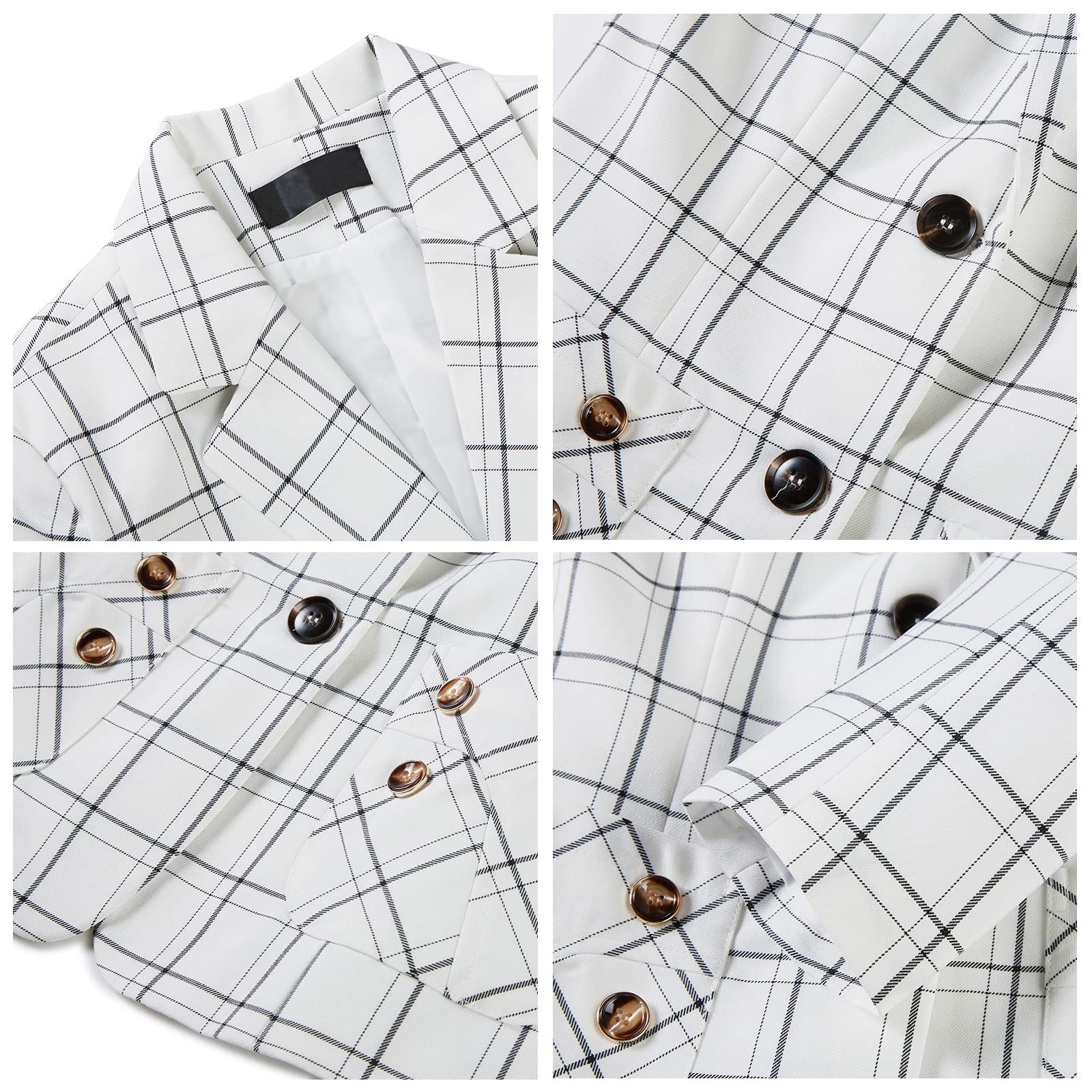 MODFUL Tuta da donna formale in 2 pezzi con pantaloni scozzesi elegante da ufficio classico per donna UK