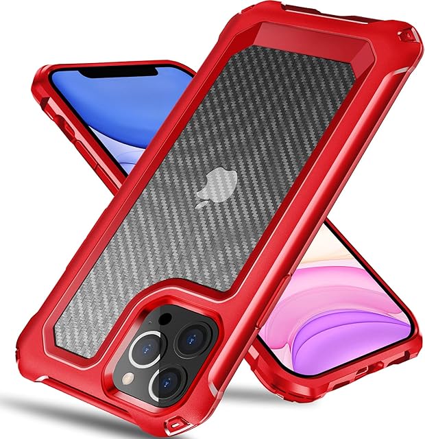 Tuerdan iPhone 13 Pro Max Case, [Military Grade Shockproof] [Hard PC Back] [Soft TPU Bumper Frame] Anti-Scratch, Fingerprint Resistant, Protective Phone Case for iPhone 13 Pro Max, 6.7 Inch, Red