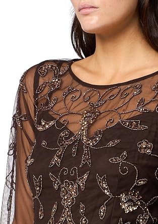 Adrianna Papell Women's Bead Long Sleeve Dress