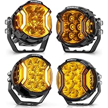 Auxbeam V-Ultra Series Round LED Offroad Lights, 5 Inch Side Shooter LED Pods, 3 Inch Spot Lights Offroad 270 Wide, Automotive Light Bar Amber DRL Light Fog Ditch Off-Road Lighting