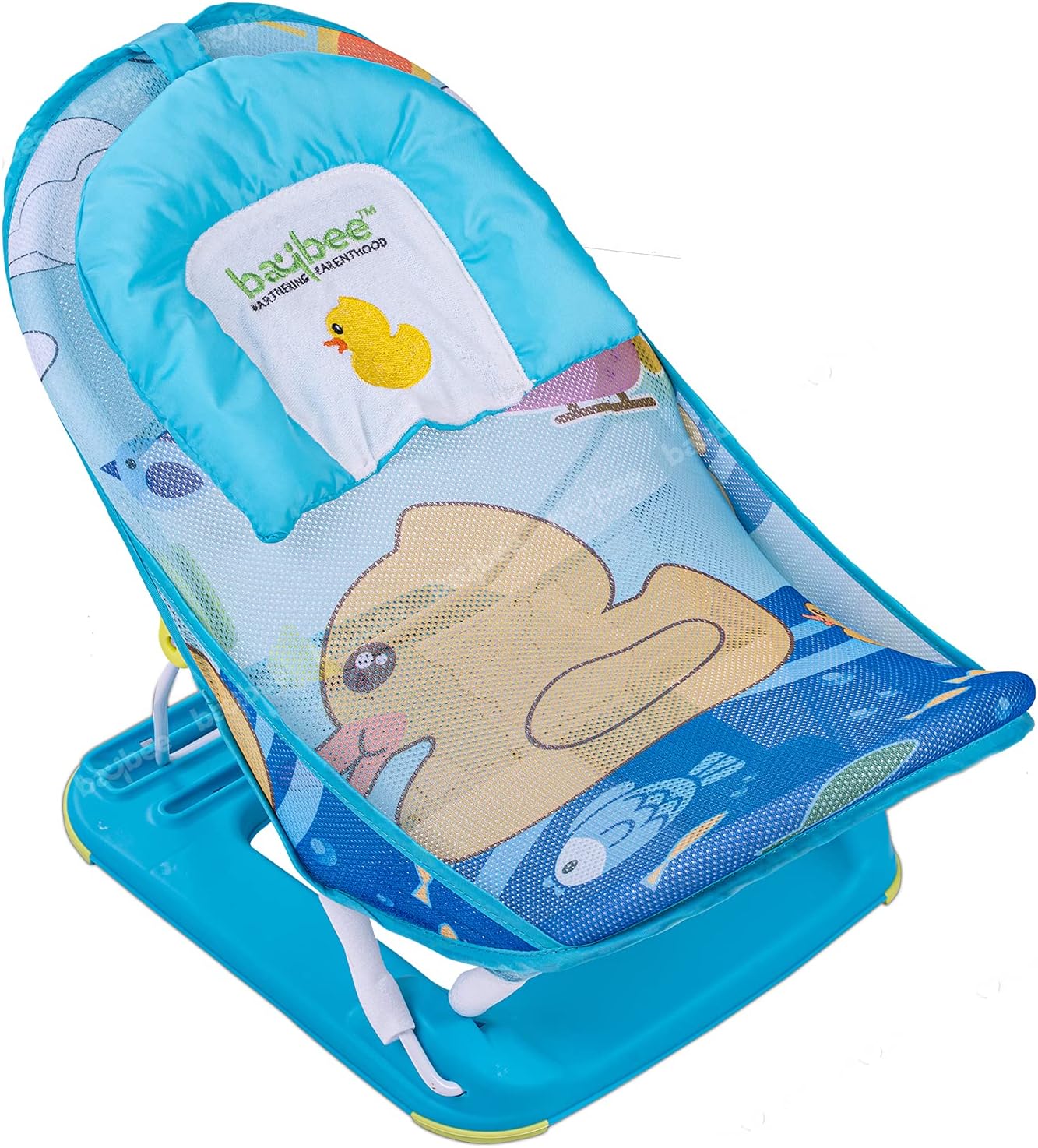 Baybee Foldable Baby Bather for Baby, Bath Chair Seat with 3 Position Recline, Baby Bathing Chair Training Seat with Soft Mesh Support (Bee Blue)