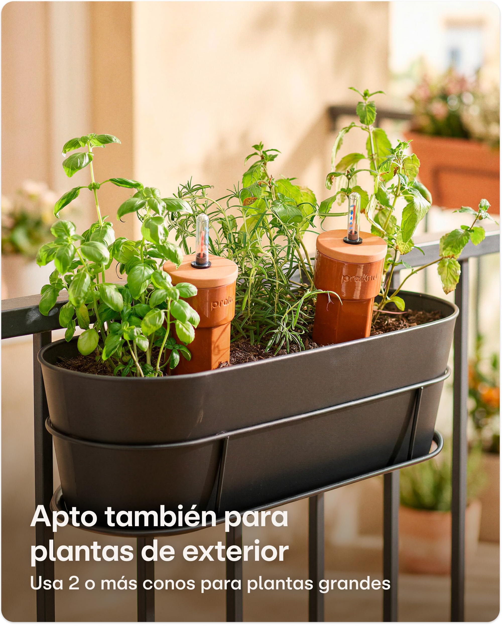 Praknu 3 x Conos de Riego de Terracota con Tapa e Indicador de Nivel de Agua – Hasta 10 Días de Riego Automático – Fácil Limpieza – Dispensador de Agua para Vacaciones