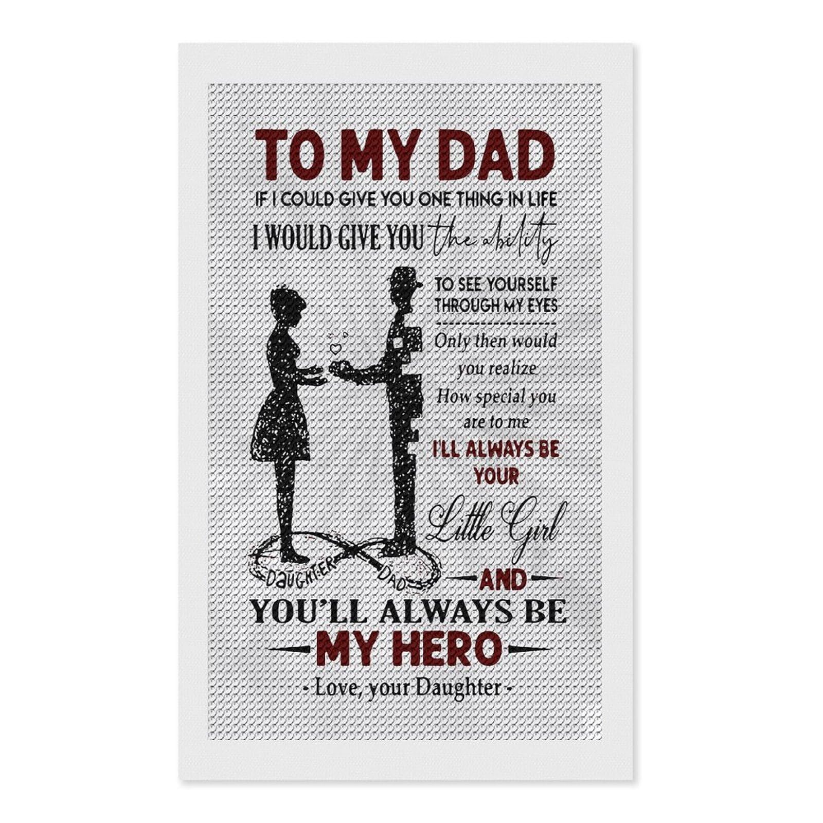 Junmoney to My Dad You are My Hero Diamond Art Kit 12"x20", Relaxing DIY Hobby, Satisfying Creative Project, Living Room Decor, for Women