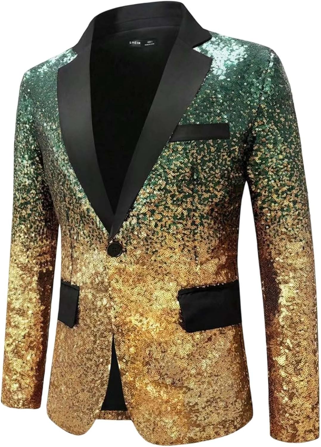 Mens Sequin Suit Jacket Shiny Blazer One Button Sparkly Glitter Formal Tuxedo for Wedding Disco Party Prom Dinner
