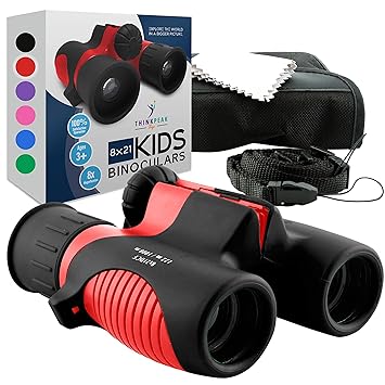 Binoculars for Kids High Resolution 8x21 - Red Compact High Power Kids Binoculars for Bird Watching, Hiking, Hunting, Outdoor Games, Spy and Camping Gear, Learning, Outside Play, Boys, Girls