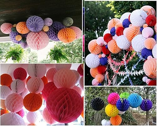 Miniatura 5 de Daily Mall 10 bolas de panal de 8 pulgadas y 10 pulgadas, pompones para fiesta, papel de seda, bolas de cumpleaños, decoración de bodas, compañeros