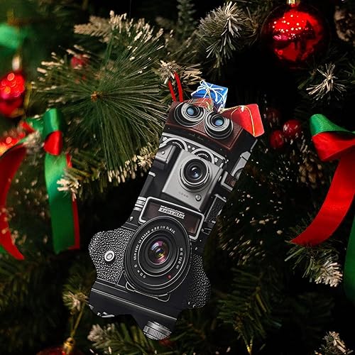 Miniatura 7 de Retro Cool Camera Collection Medias de Navidad para mascotas, gran capacidad, forma de pata de gato, perro, medias de Navidad, decoraciones