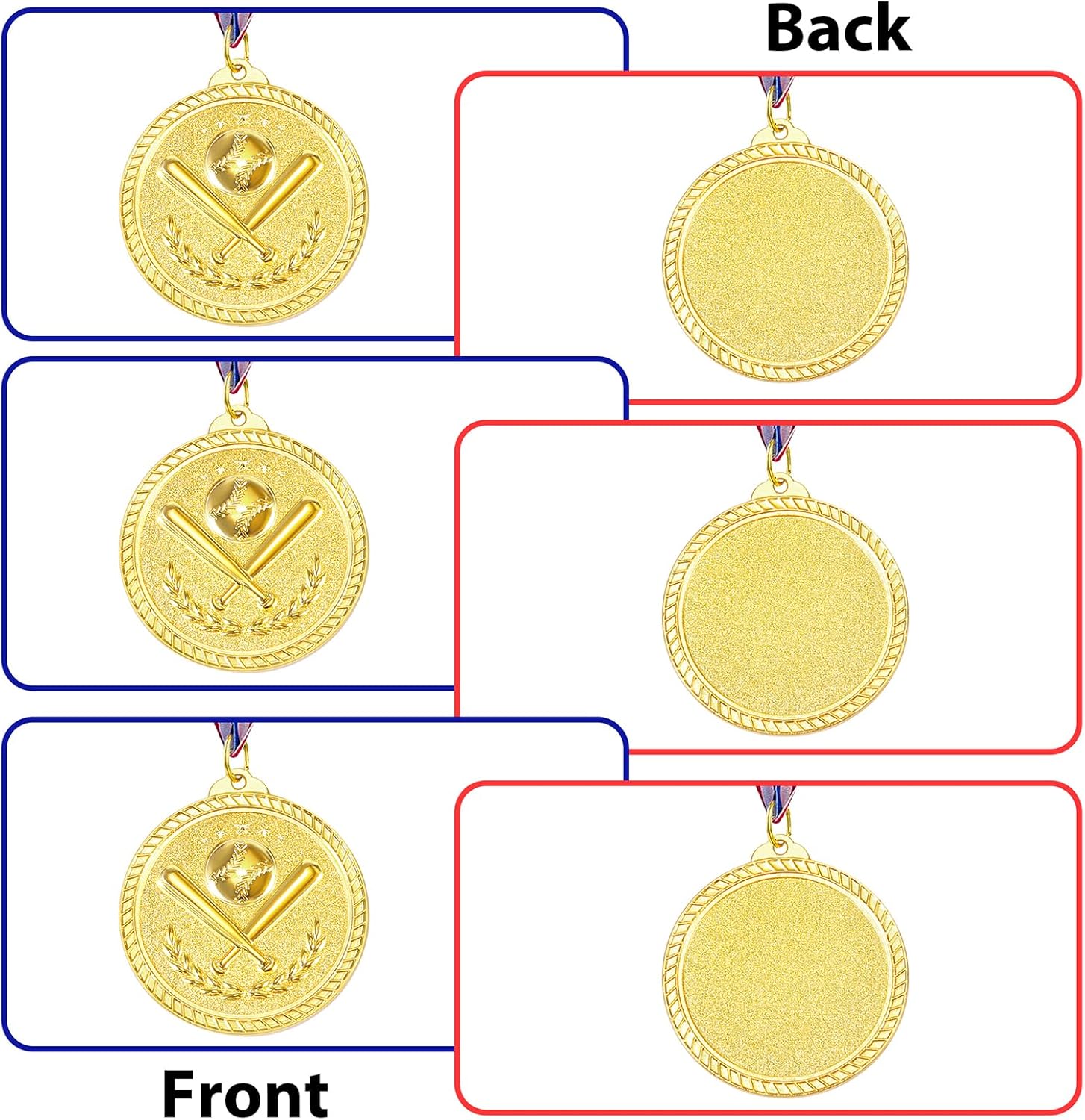 Caydo 100 Pieces Medals for Kids with 12 Pieces Baseball Medals with Neck Ribbon for Kid Adults Baseball Games Sports Competition