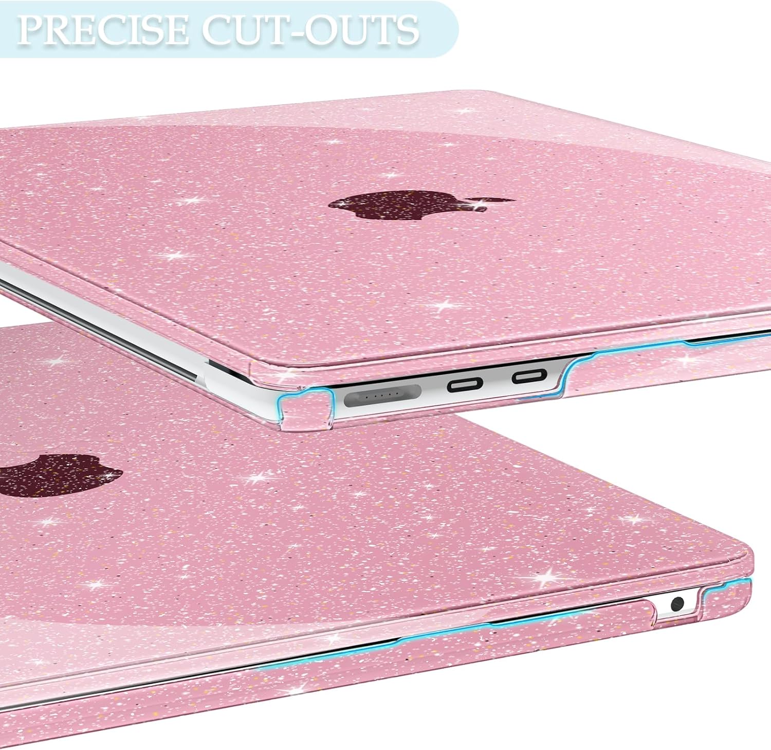 Glitter Clear Case Compatible with MacBook Air 13 inch 2025 2024-2022 M4 M3 M2 (Model A3240 A3113 A2681), Sturdy Hard Shell with Keyboard & Screen Cover for MacBook Air 13.6", Baby Pink thumbnail