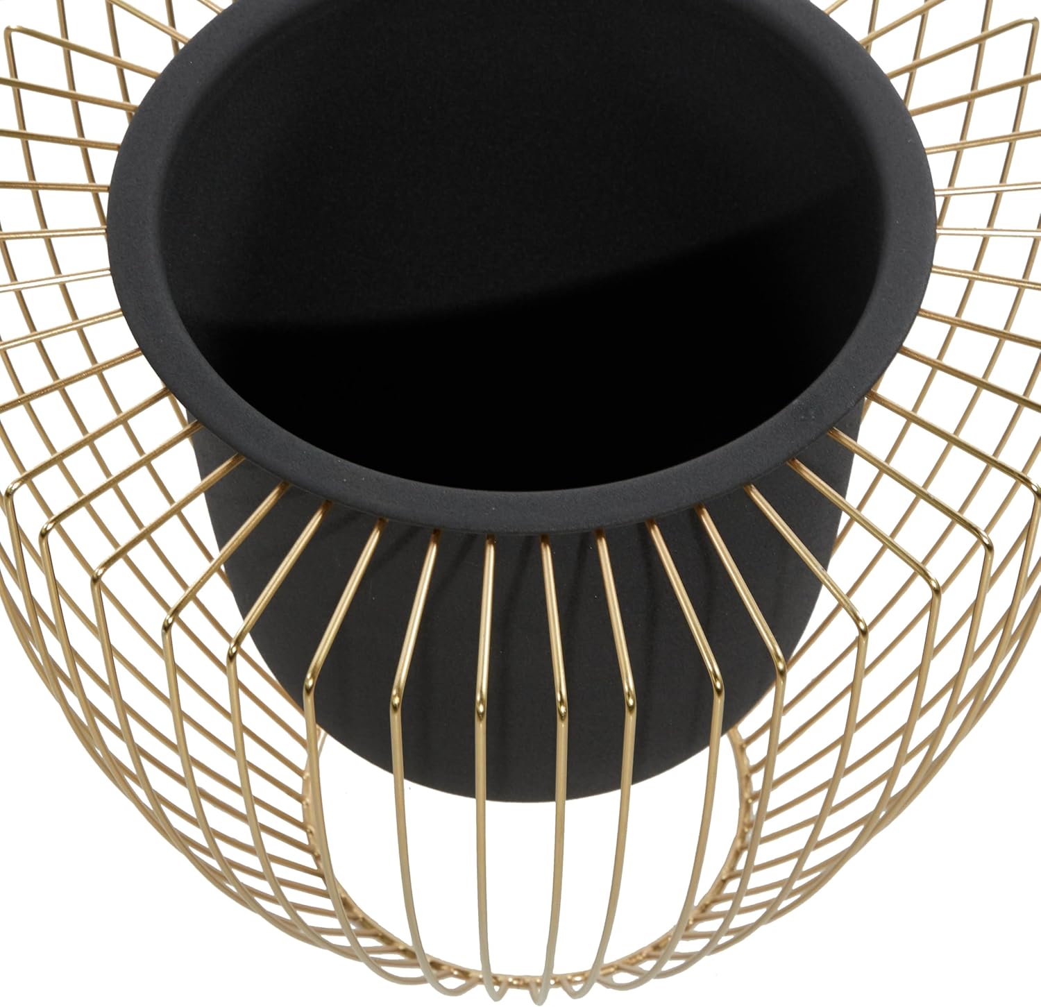 Deco 79 Metal Indoor Outdoor Planter Small Planter Pot with Removable Gold Wire Stand, Set of 2 Planters 10", 12"H, Black