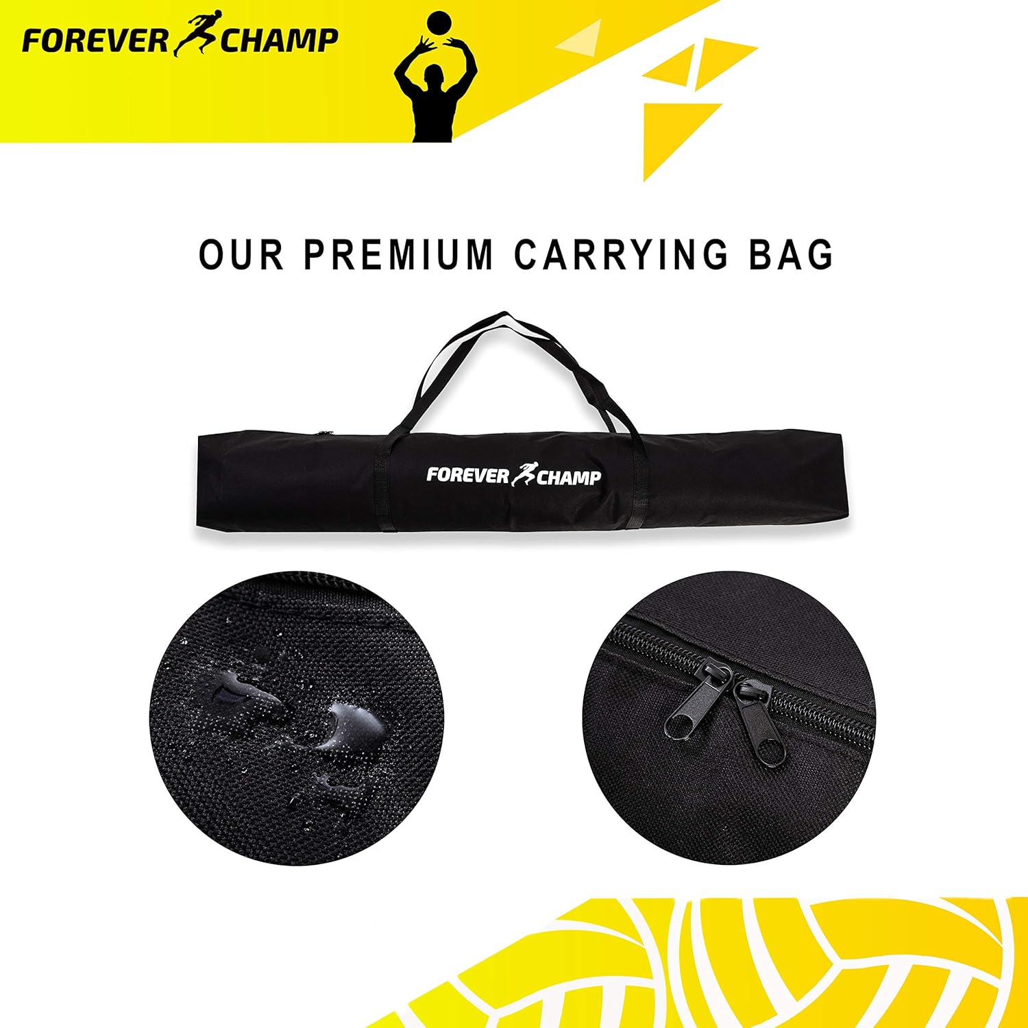Forever Champ Volleyball Net System - Includes 32x3 Feet Regulation Size Net, 8.5-Inch PU Volleyball, Carrying Bag, Boundary Lines, Steel Poles & Pump - Height Adjustable for Men, Women & Co-Ed Games : Sports & Outdoors