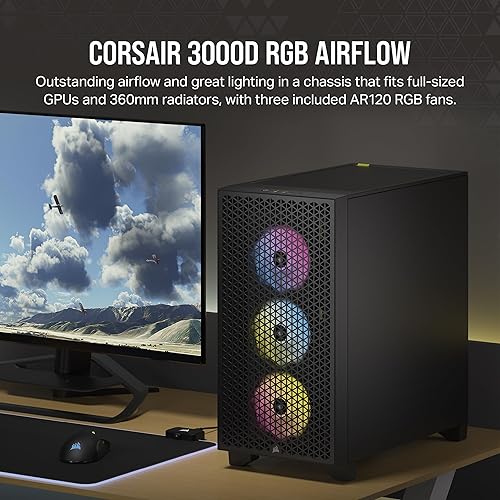 Miniatura 9 de Corsair Carcasa para PC de media torre de flujo de aire RGB 3000D - 3 ventiladores AR120 RGB - Soporte de GPU de tres ranuras - Se adapta a