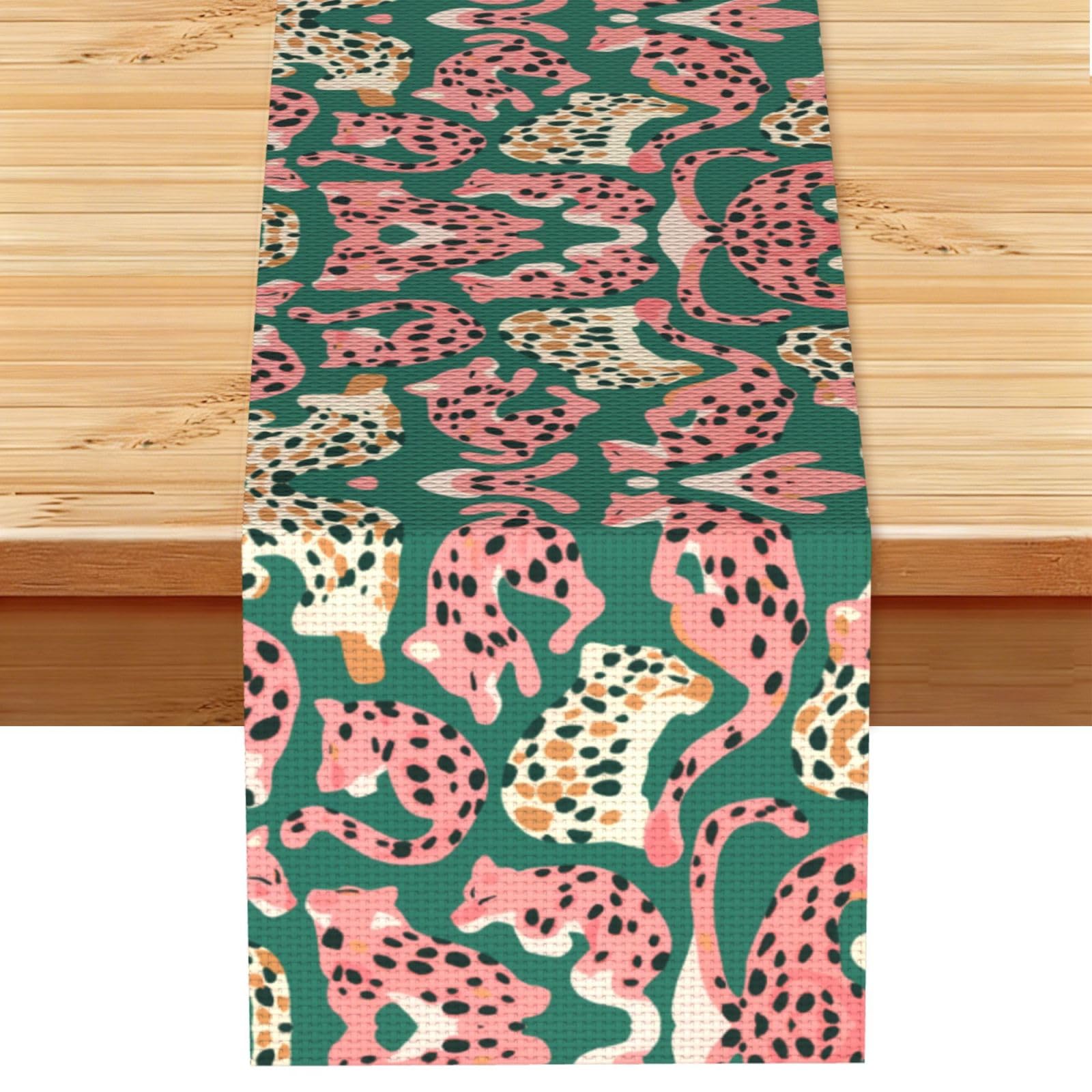 Abstract leopard print Linen Feel Table Runner Wedding Party Home Decoration