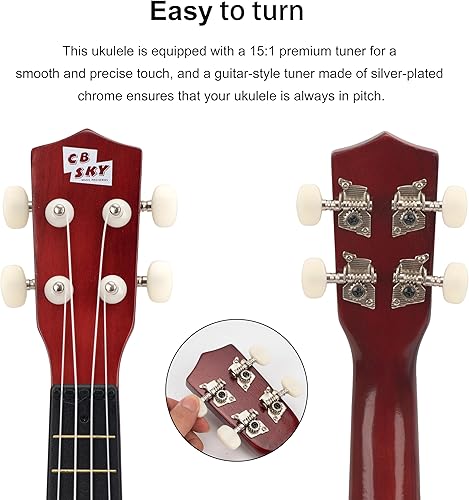 Miniatura 18 de Ukelele soprano 21"/53cm principiantes, estudiantes niños guitarra (rojo)