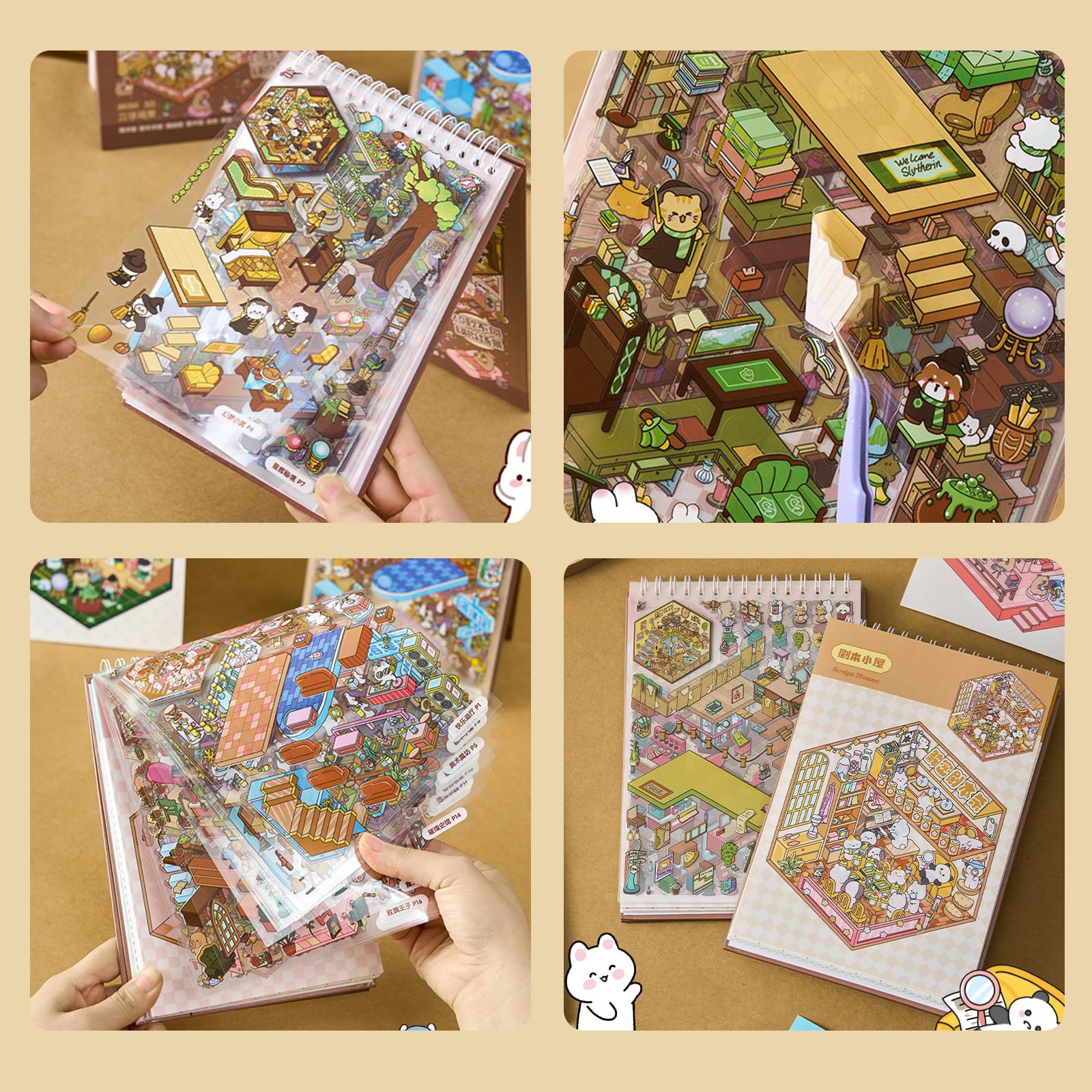 Stackable Stickers PET Stickers Verschillende Scenario's FOSDICK DIY 3D House Scene ...