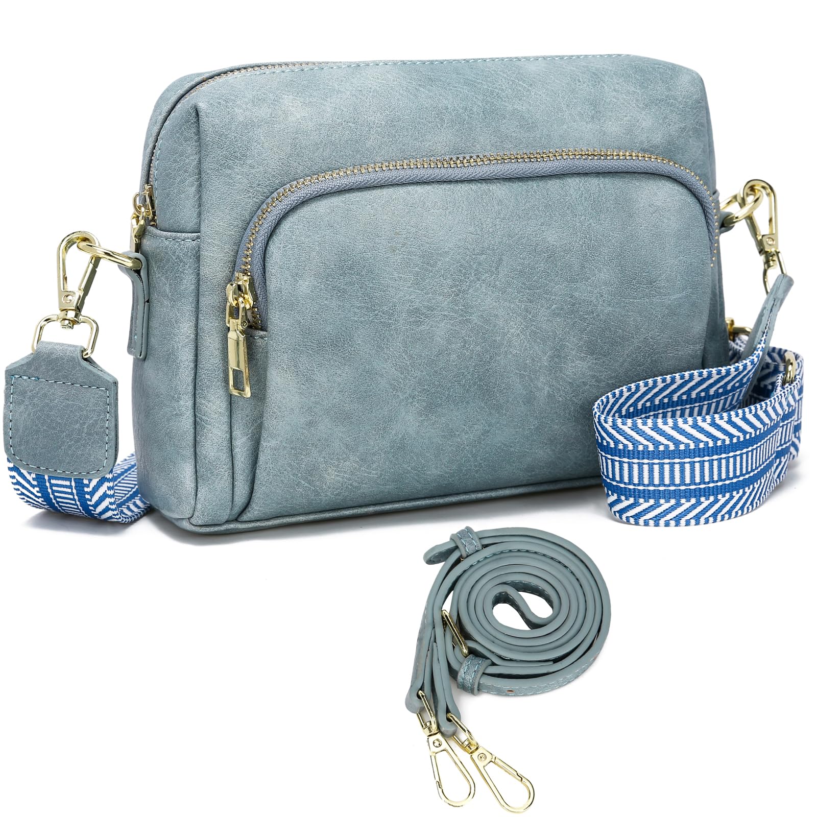 Leamekor Small Crossbody Purses for Women, Vegan Leather Travel Crossbody Bags, Shoulder Handbags with Guitar Strap and Leather Strap