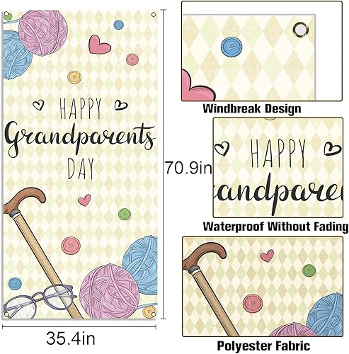Miniatura 3 de Nepnuser Cubierta para puerta del Día de los Abuelos Feliz Día de los Abuelos Evento Escolar Sept Love Grandparents Party Decoraciones Telón telón