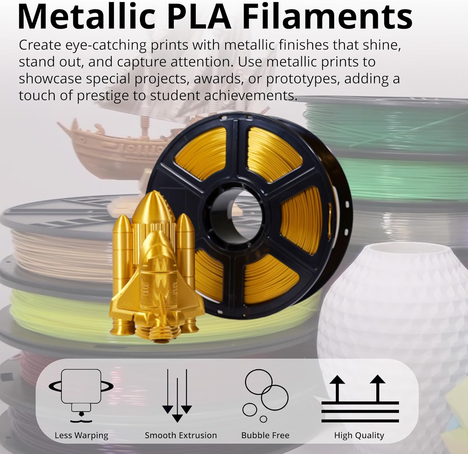 MakerBot 375-0085A Metallic Color Series 1.75mm PLA Filament for Sketch and Sketch Large Printers (Crown Gold, 2.2 Lb)