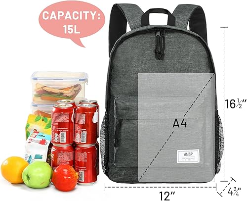 Miniatura 10 de MIER Mochila térmica térmica pequeña, a prueba de fugas, ligera, linda para el trabajo, picnic, camping, viajes de un día al parque, 15 L